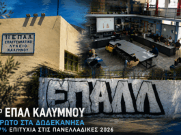 Πρωτιά στα Δωδεκάνησα για το 1ο ΕΠΑΛ Καλύμνου – Εντυπωσιακό ποσοστό επιτυχίας 87% στις Πανελλαδικές